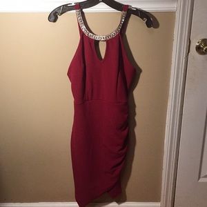 red dress with jeweled collar